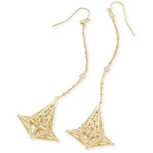 Kendra Scott Gold Diana Drop Earrings with Chrystal Accent